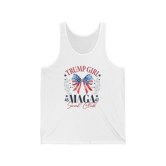 Trump Girl Tank Top – MAGA Social Club USA Flag Racerback for Conservative Women & Patriots