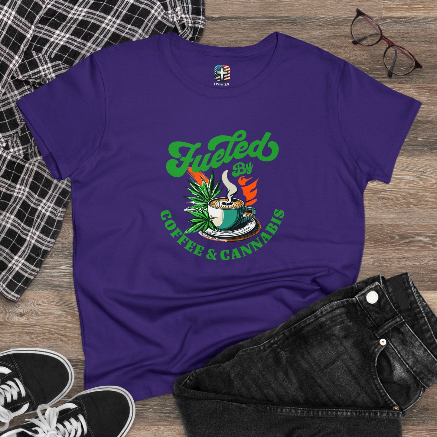 Coffee & Cannabis Women's Midweight Cotton Tee