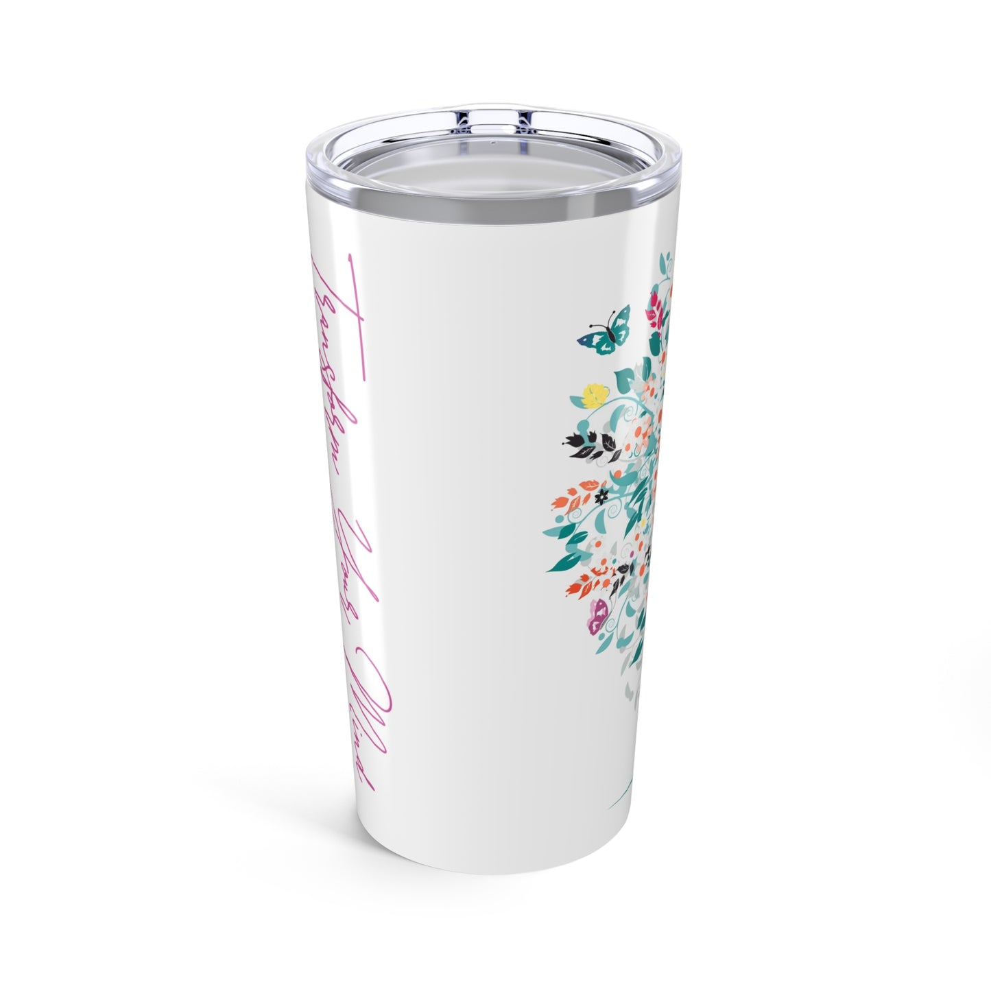 Transform Your Mind Tumbler – 20oz Stainless Steel Christian Travel Cup with Romans 12:2 Verse