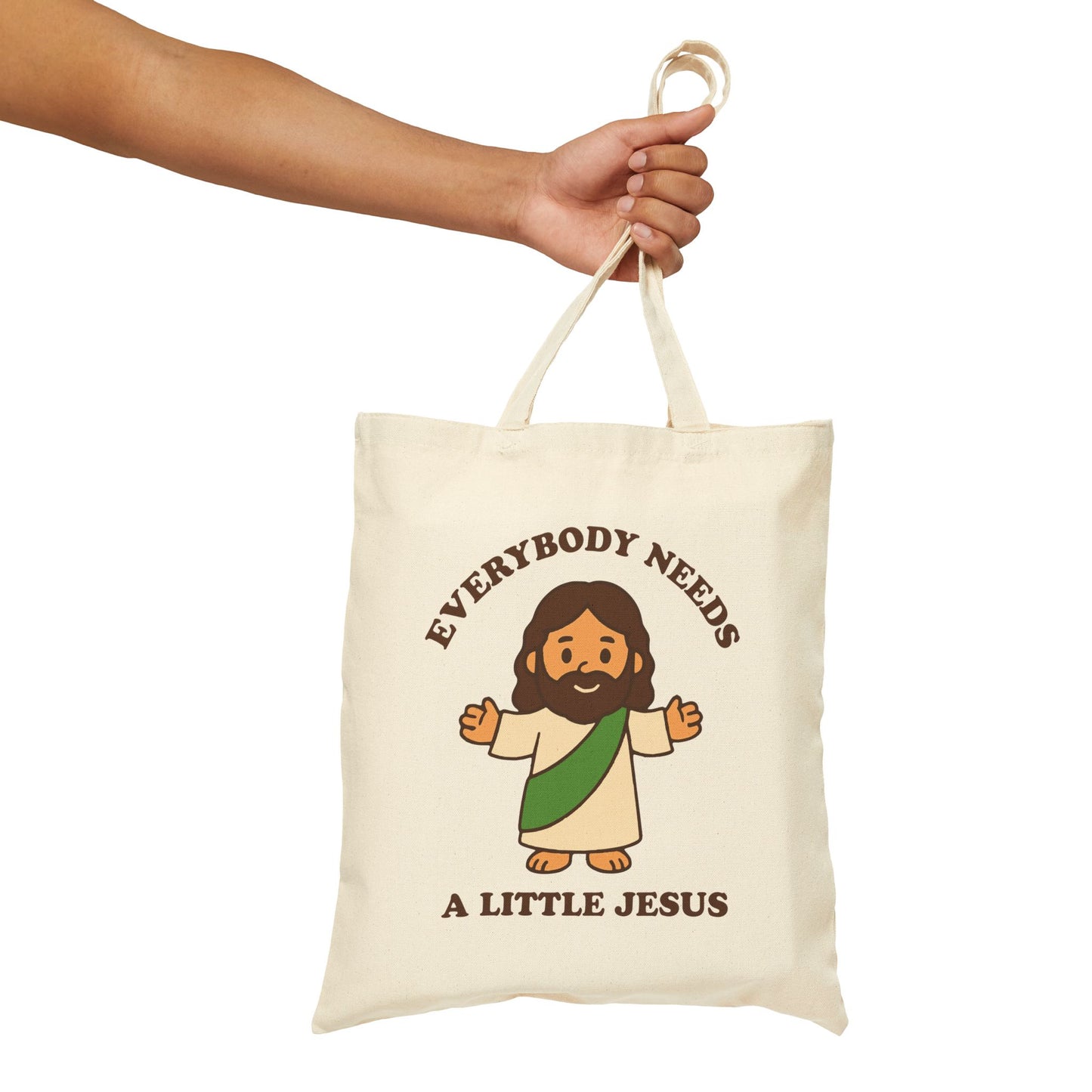 Everybody Needs a Little Jesus Tote Bag – Christian Faith-Inspired Carryall
