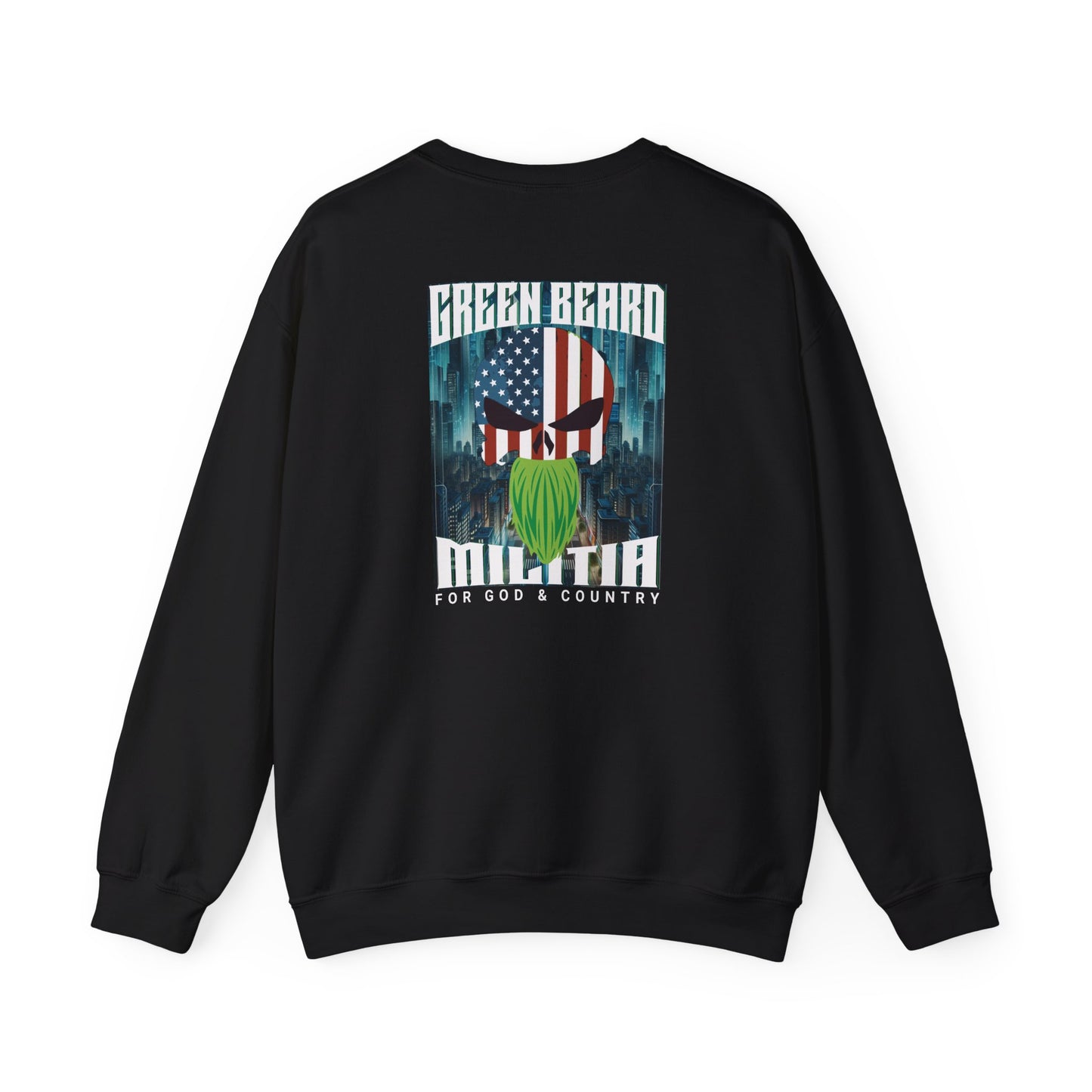 God Wins Crewneck Sweatshirt – Christian Faith Apparel with GreenBeard Militia Back Design