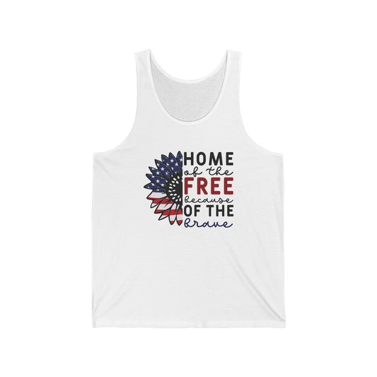 Home Free of the Brave Tank – Patriotic USA Flag Sleeveless Shirt for 4th of July & Freedom Lovers