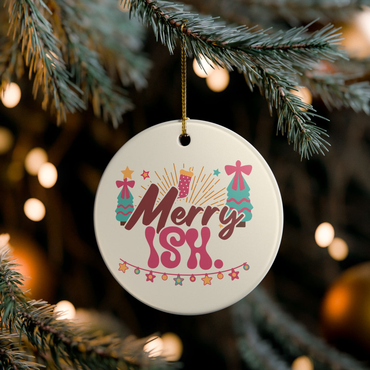 Funny best friend Christmas ornament Merry-ish, view 9