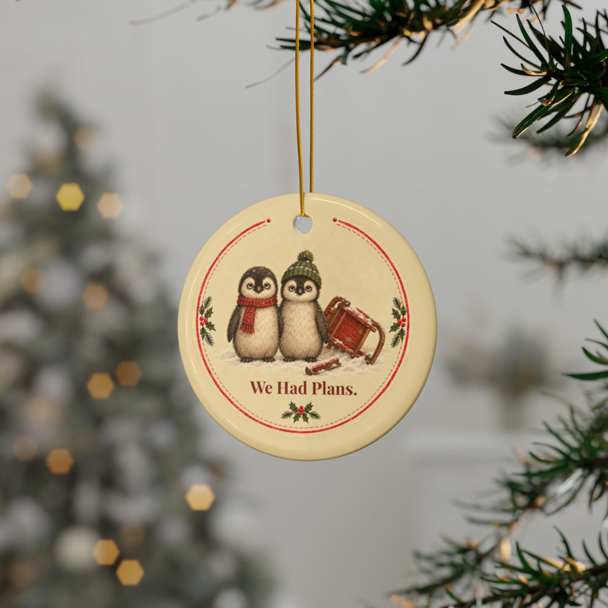 Funny penguin Christmas ornament We Had Plans, view 12