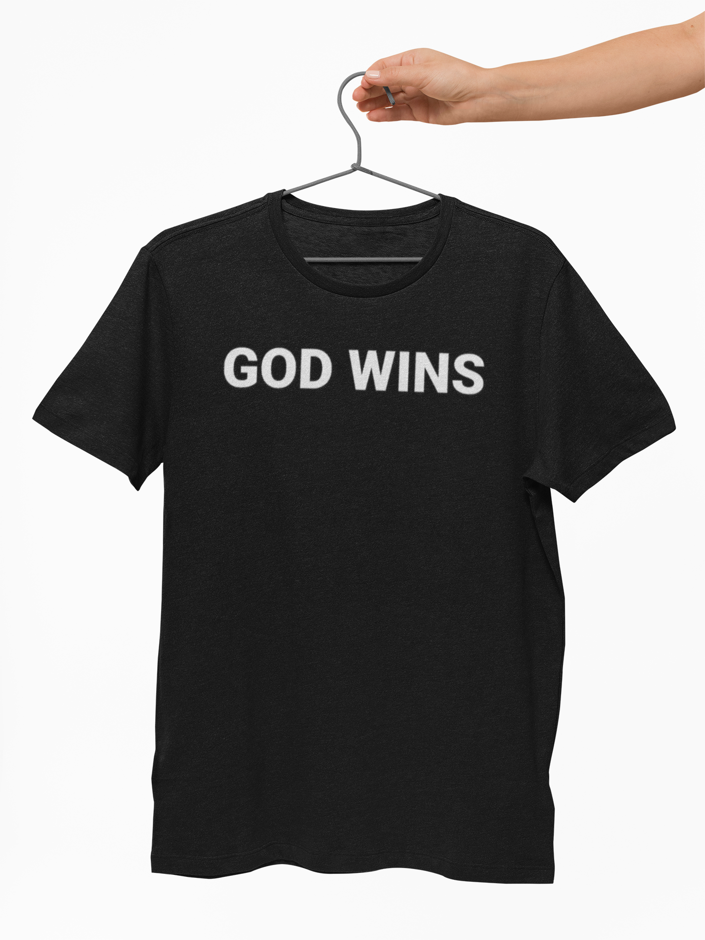 God Wins T-Shirt – Christian Faith Victory Shirt with Greenbeard Militia Back Print
