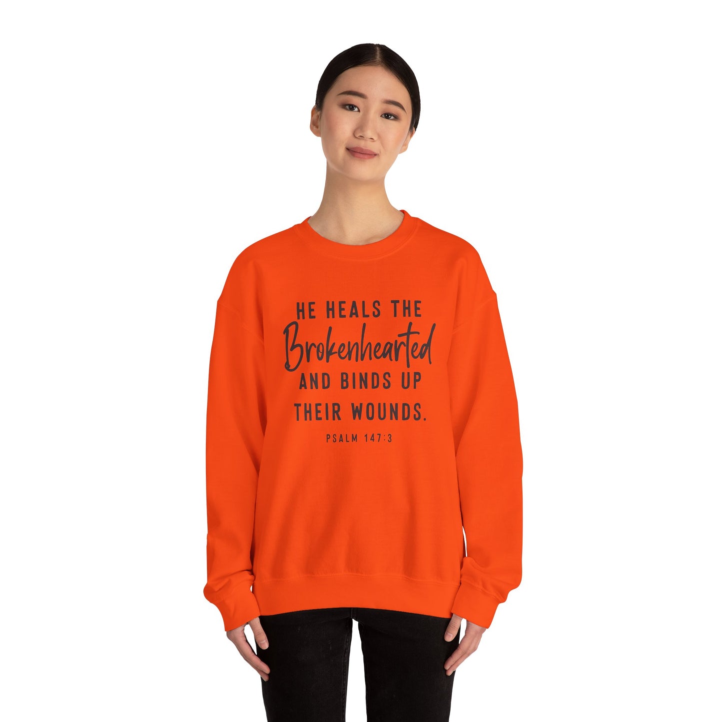 He Heals the Brokenhearted – Christian Sweatshirt, Psalm 147:3