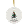 Cribbage Christmas tree ornament 2026, personalized The Year I Learned Cribbage, round ceramic