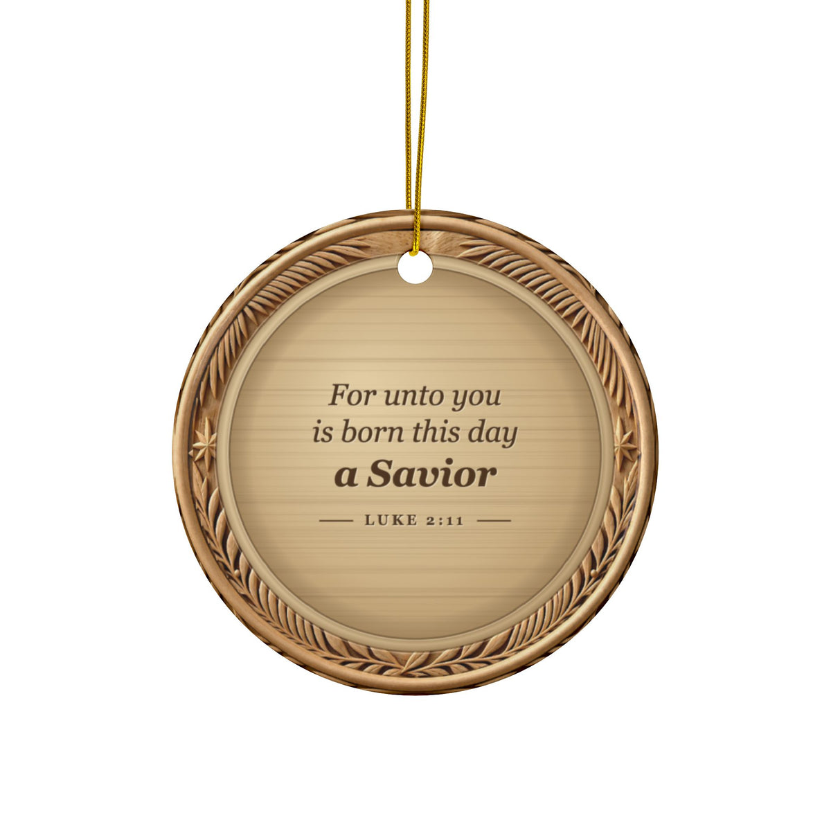 Nativity Christmas Ornament, Carved Look Ceramic Ornament with Luke 2:11 Verse, Christian Christmas Gift