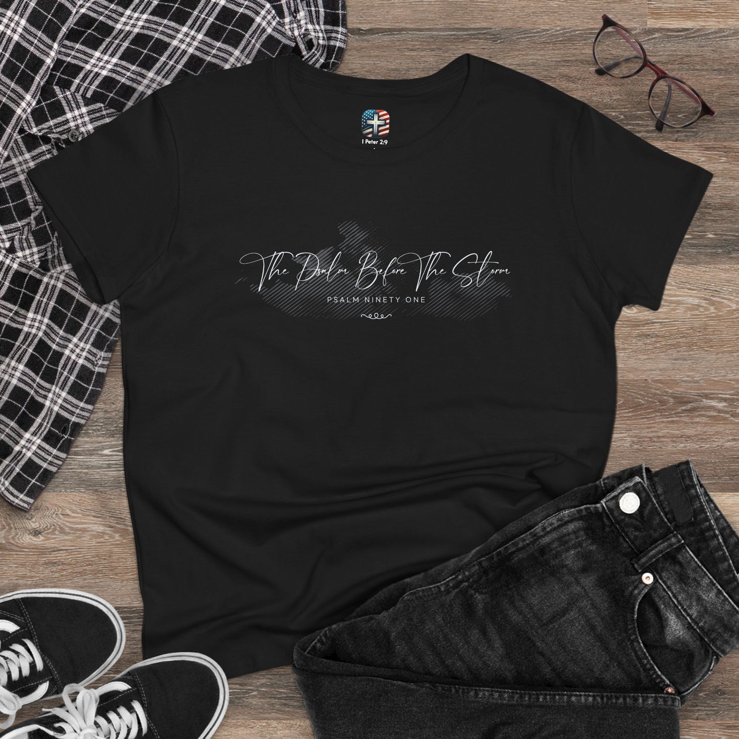 The Psalm Before The Storm T-Shirt – Christian Shirt with Psalm 91 for Women Seeking God’s Protection