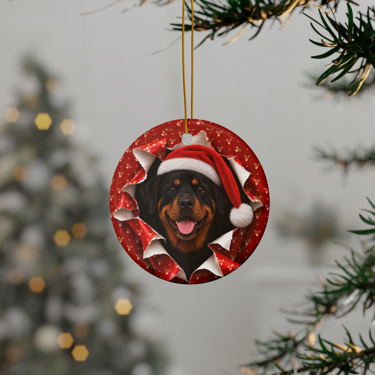 Personalized Rottweiler Christmas ornament, view 13