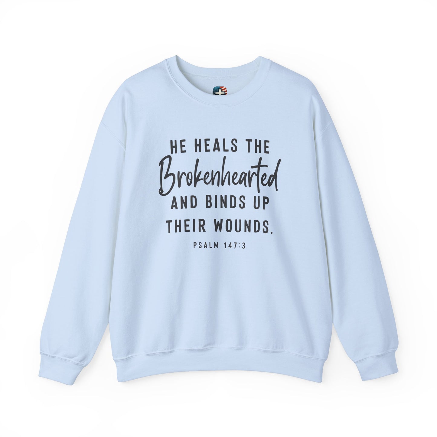 He Heals the Brokenhearted – Christian Sweatshirt, Psalm 147:3