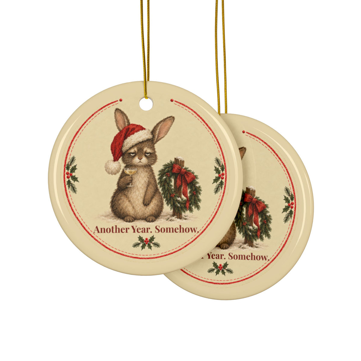 Funny rabbit Christmas ornament Another Year Somehow, view 11