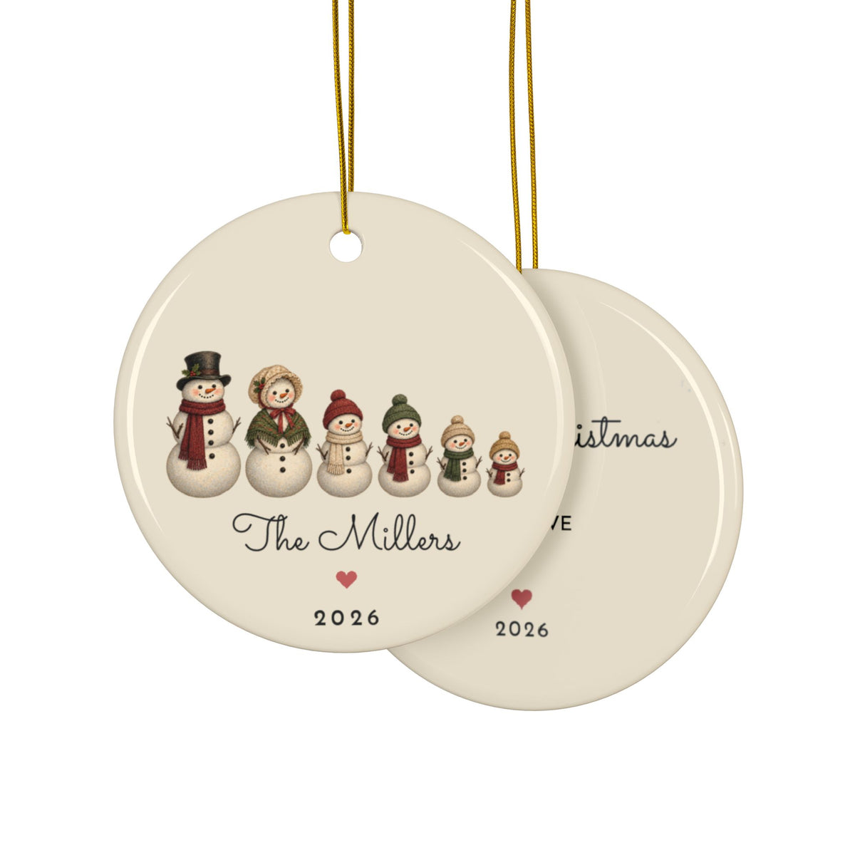 Personalized snowman family of 6 ornament, view 14