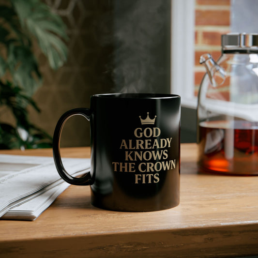 God Already Knows the Crown Fits – Black Mug - 11oz & 15oz