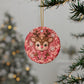 Personalized Pink Reindeer Ornament, Quilled Paper Look Ceramic Christmas Ornament with Name, Cute Girl Christmas Gift