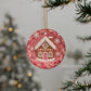 Personalized Pink Gingerbread House Ornament, Quilled Paper Look Ceramic Christmas Ornament with Name, Pink Christmas Gift