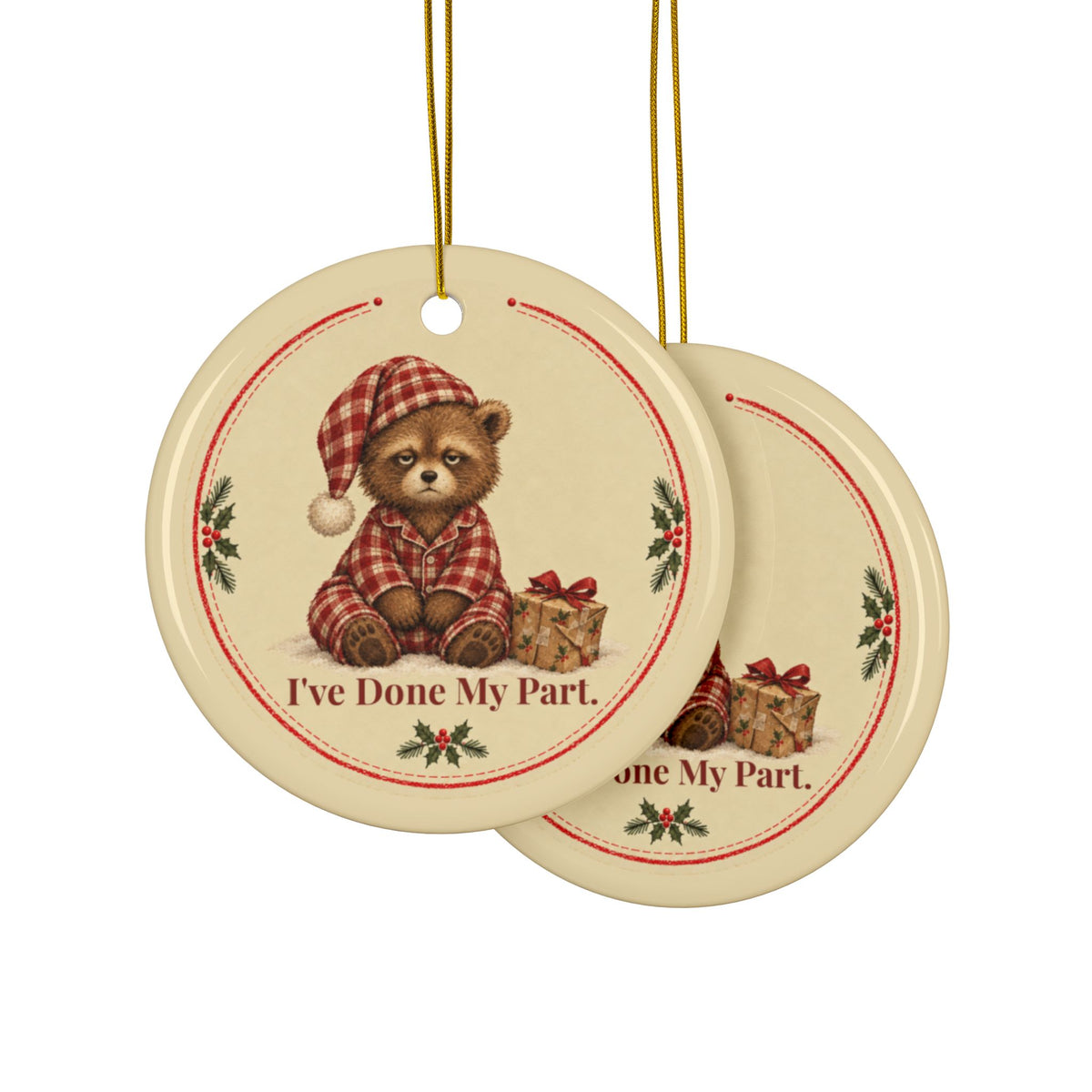 Funny bear Christmas ornament Done My Part, view 11