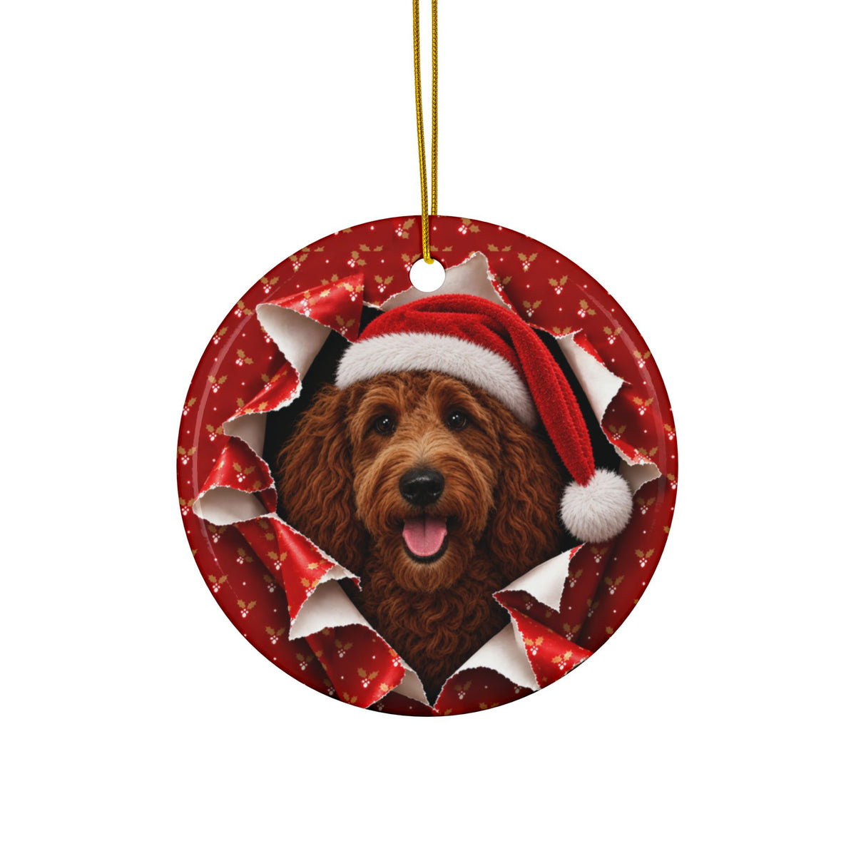 Personalized Goldendoodle Christmas ornament, view 9