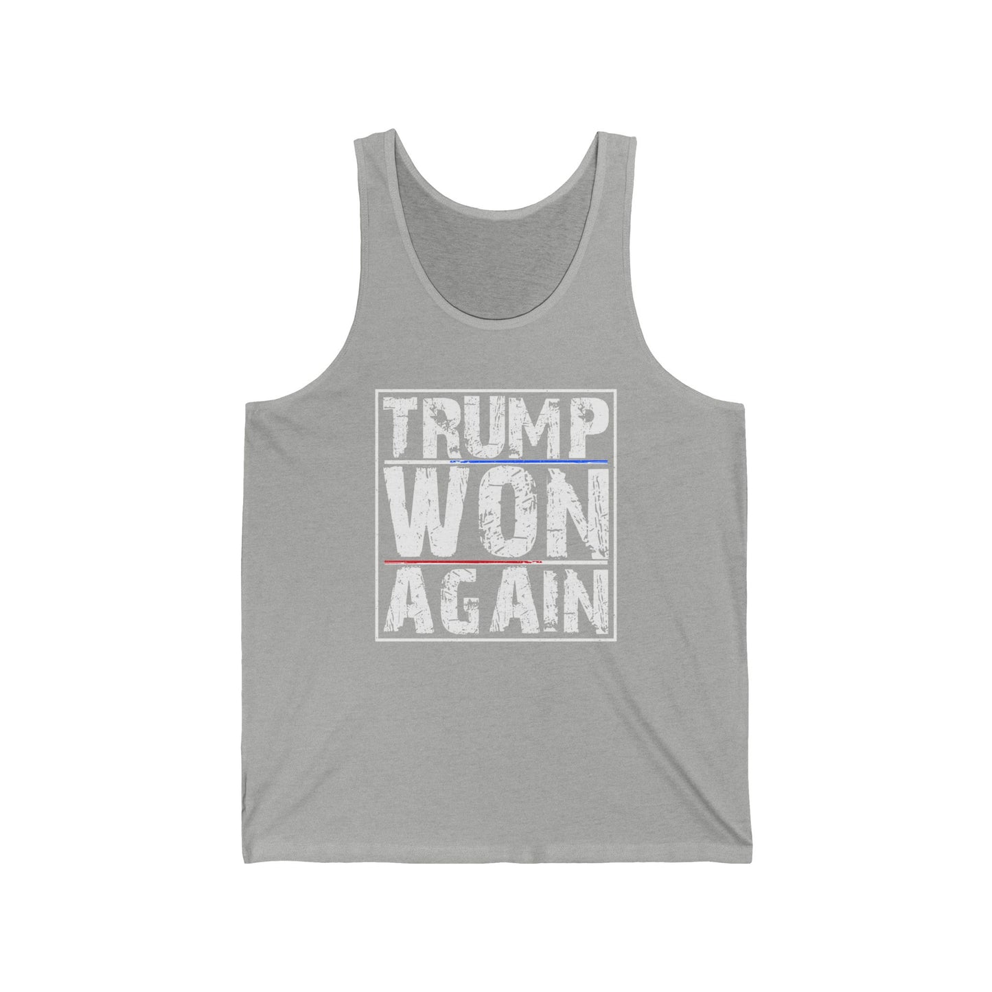 Trump Won Again Unisex Jersey Tank Patriotic Conservative Sleeveless Shirt 2024 Election Victory Apparel