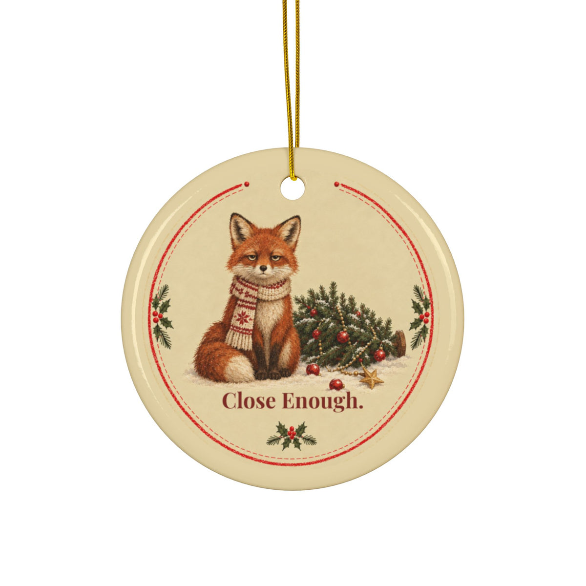 Funny fox Christmas ornament Close Enough, view 3