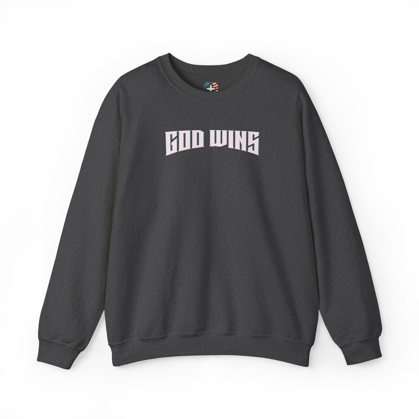 God Wins Crewneck Sweatshirt – Christian Faith Apparel with GreenBeard Militia Back Design