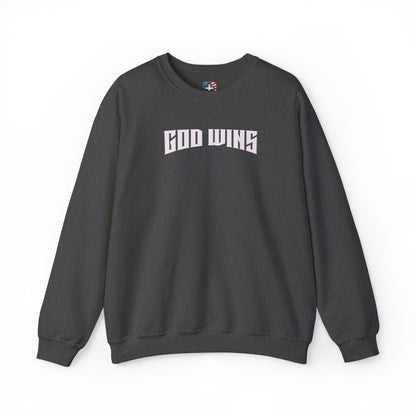 God Wins Crewneck Sweatshirt – Christian Faith Apparel with GreenBeard Militia Back Design