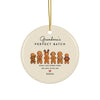 Grandma's Big Batch personalized gingerbread grandkids Christmas ornament, round ceramic