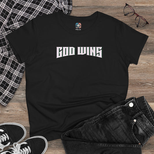 GreenBeard T-Shirt – God Wins Women’s Midweight Cotton Tee, Faith and Unity Apparel