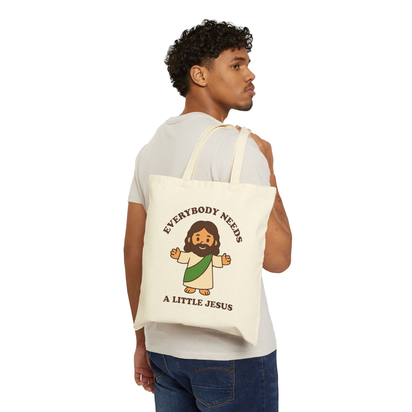 Everybody Needs a Little Jesus Tote Bag – Christian Faith-Inspired Carryall