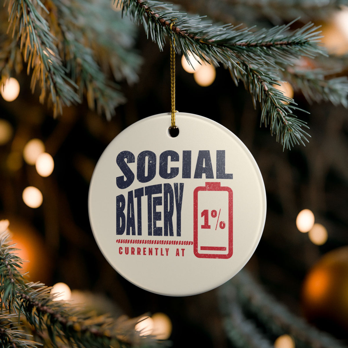 Funny introvert Christmas ornament Social Battery 1%, view 9