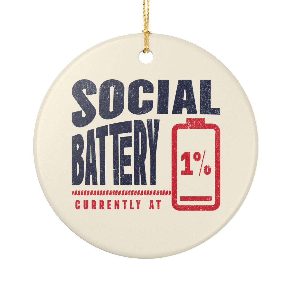 Funny introvert Christmas ornament Social Battery 1%, view 3
