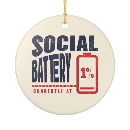 Funny introvert Christmas ornament Social Battery 1%, view 3