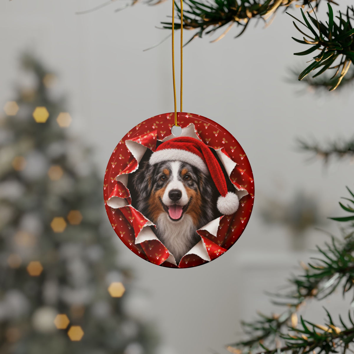 Personalized Australian Shepherd Christmas ornament, view 13