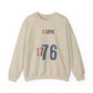 I Love 1776 Sweatshirt Patriotic USA Flag Pullover American Revolution History for Men and Women