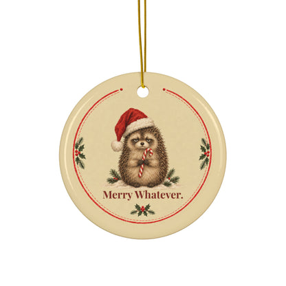 Funny hedgehog Christmas ornament Merry Whatever, view 3