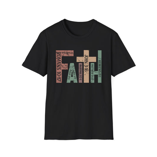 Faith Bible Verse T-Shirt – Unisex Christian Tee with 9 Scriptures | Cross Design Spiritual Encouragement Shirt