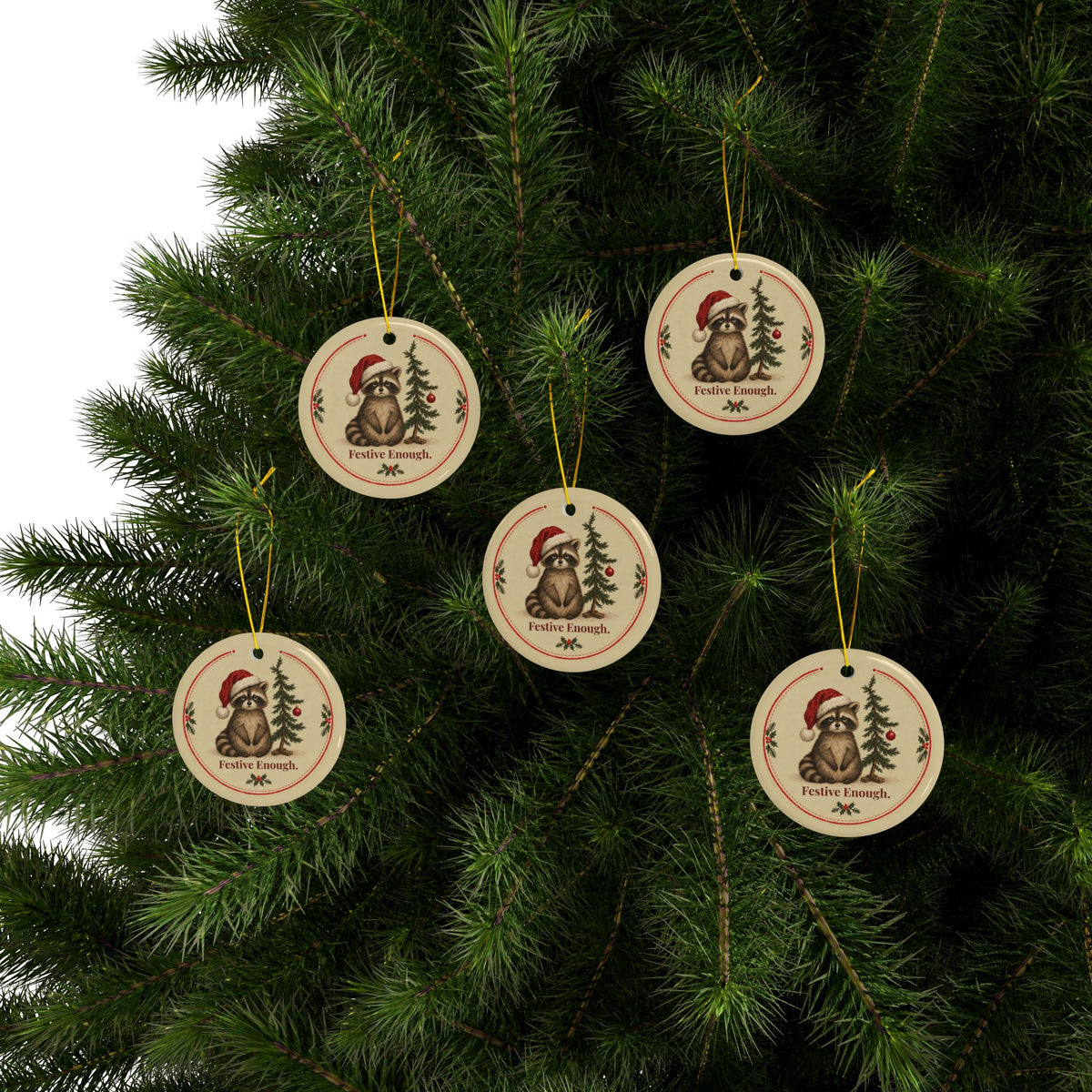 Funny raccoon Christmas ornament Festive Enough, view 4