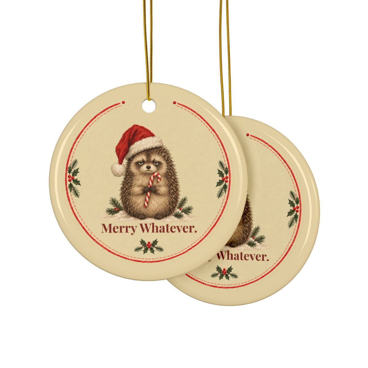 Funny hedgehog Christmas ornament Merry Whatever, view 11