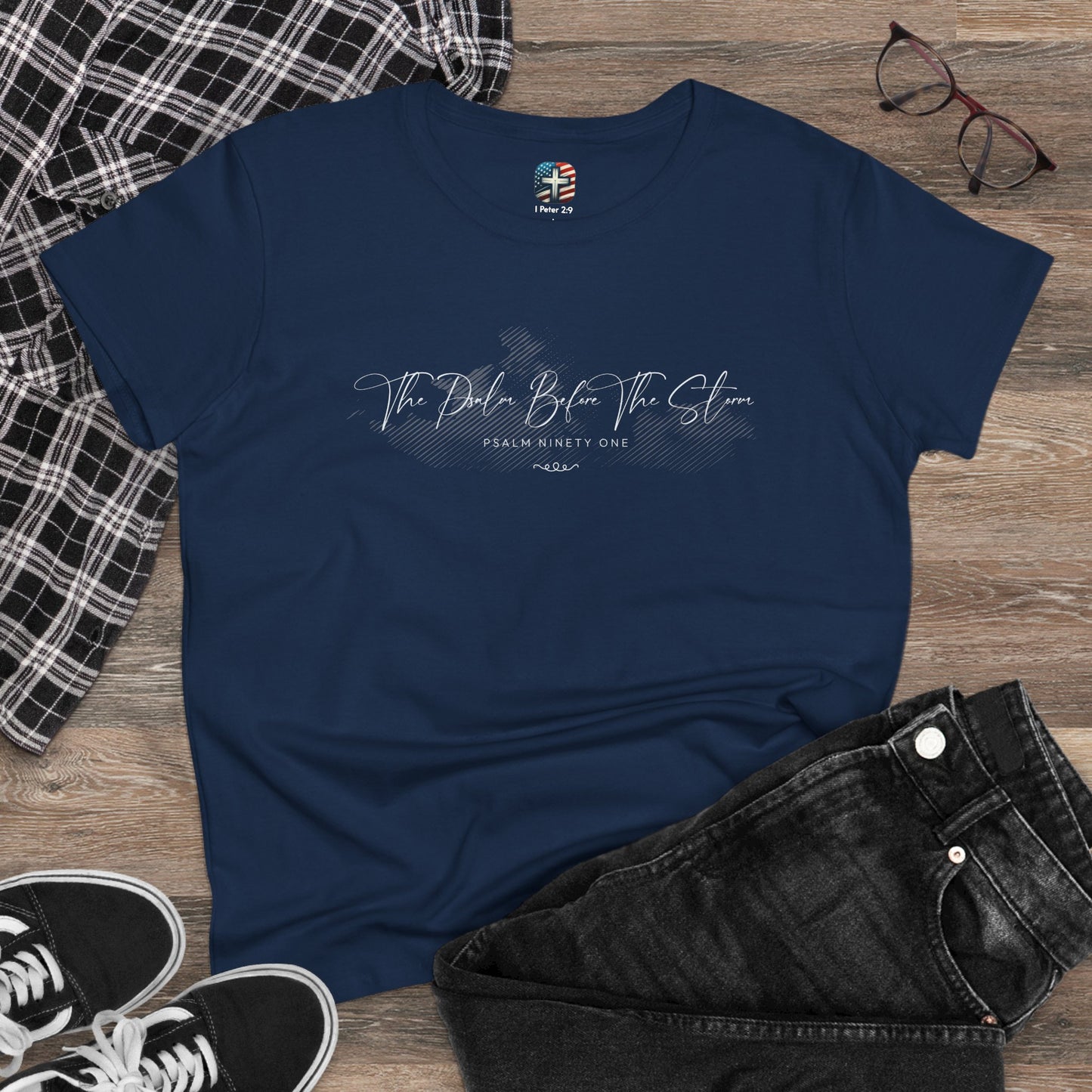 The Psalm Before The Storm T-Shirt – Christian Shirt with Psalm 91 for Women Seeking God’s Protection