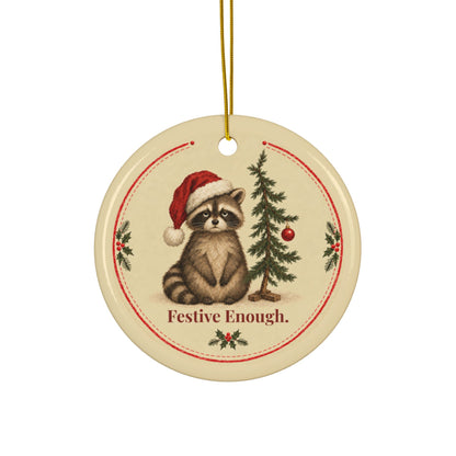 Funny raccoon Christmas ornament Festive Enough, view 3