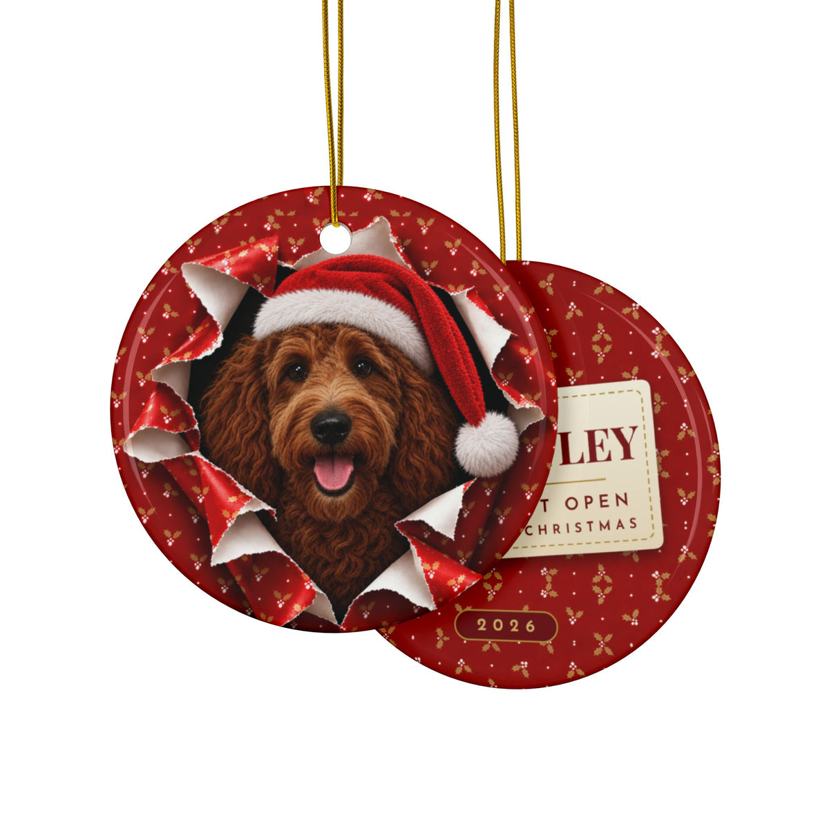 Personalized Goldendoodle Christmas ornament, view 12