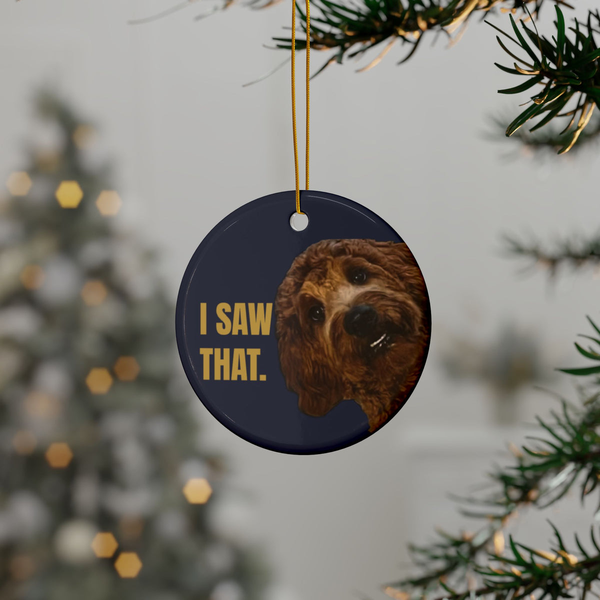 Funny Goldendoodle Christmas ornament I Saw That, view 7