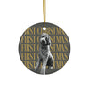 Pet first Christmas ornament 2026 with custom dog photo, round ceramic