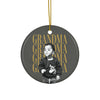 Grandma Christmas ornament 2026 with custom grandchild photo, round ceramic