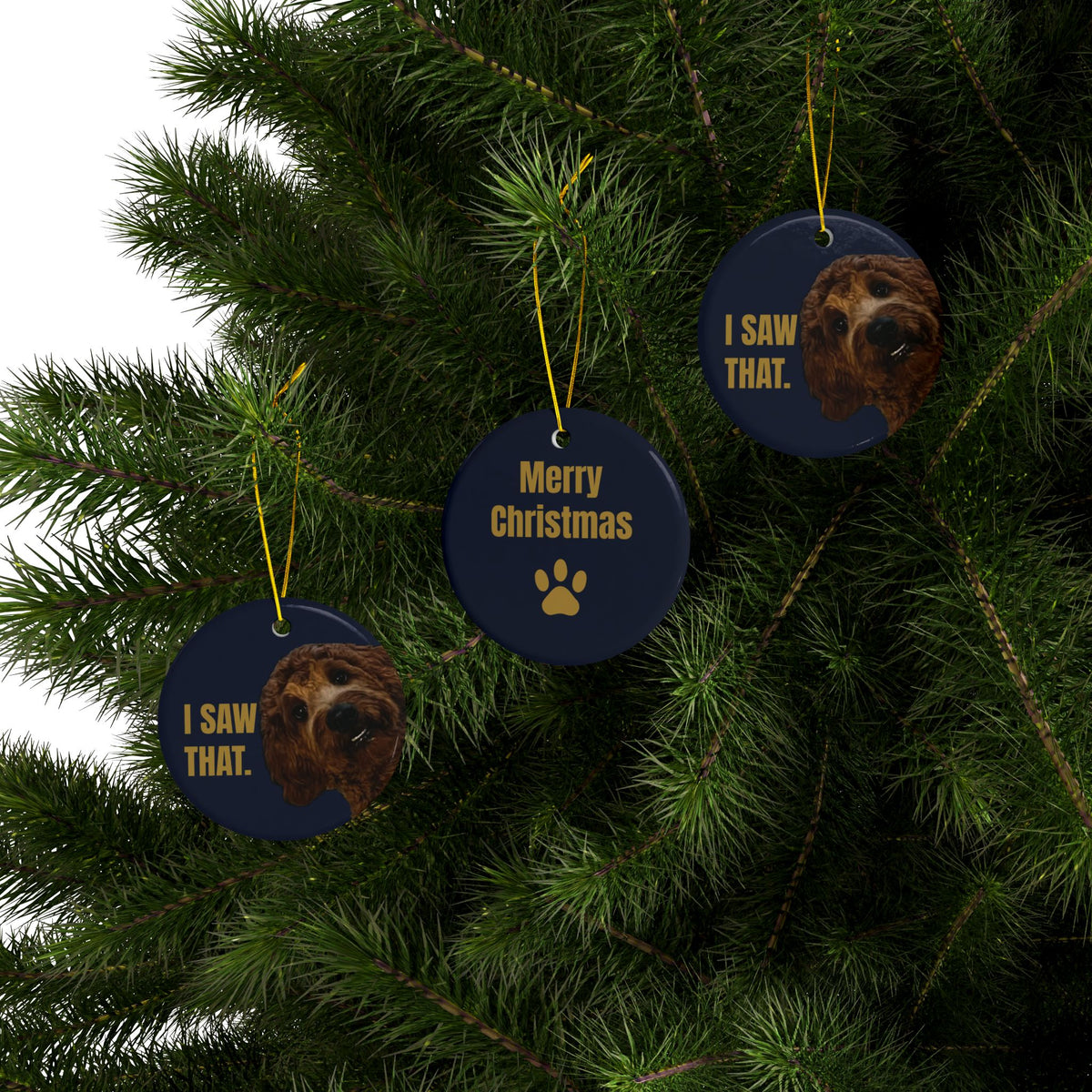 Funny Goldendoodle Christmas ornament I Saw That, view 3