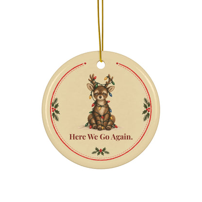 Funny reindeer Christmas ornament Here We Go Again, view 3