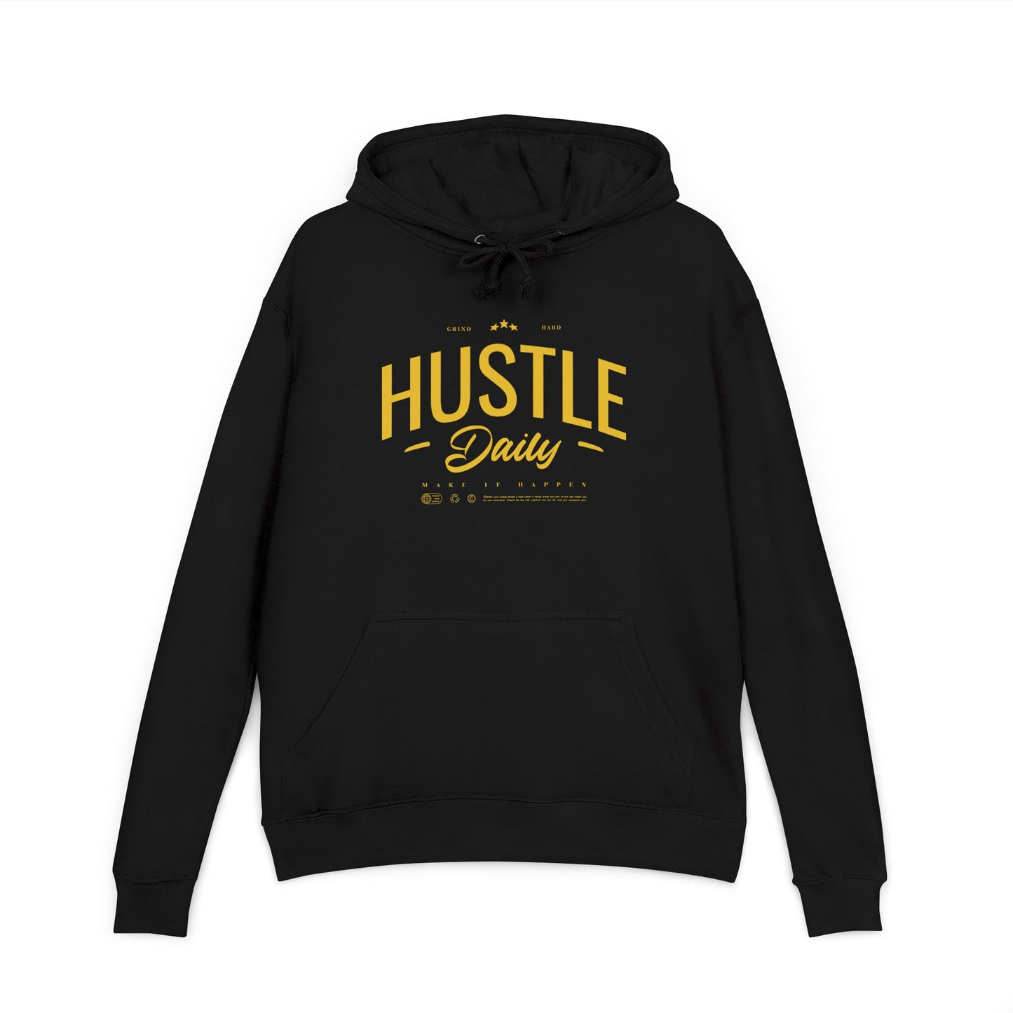 HUSTLE DAILY Hoodie – Grind Hard. Make It Happen. | Motivation & Faith Streetwear