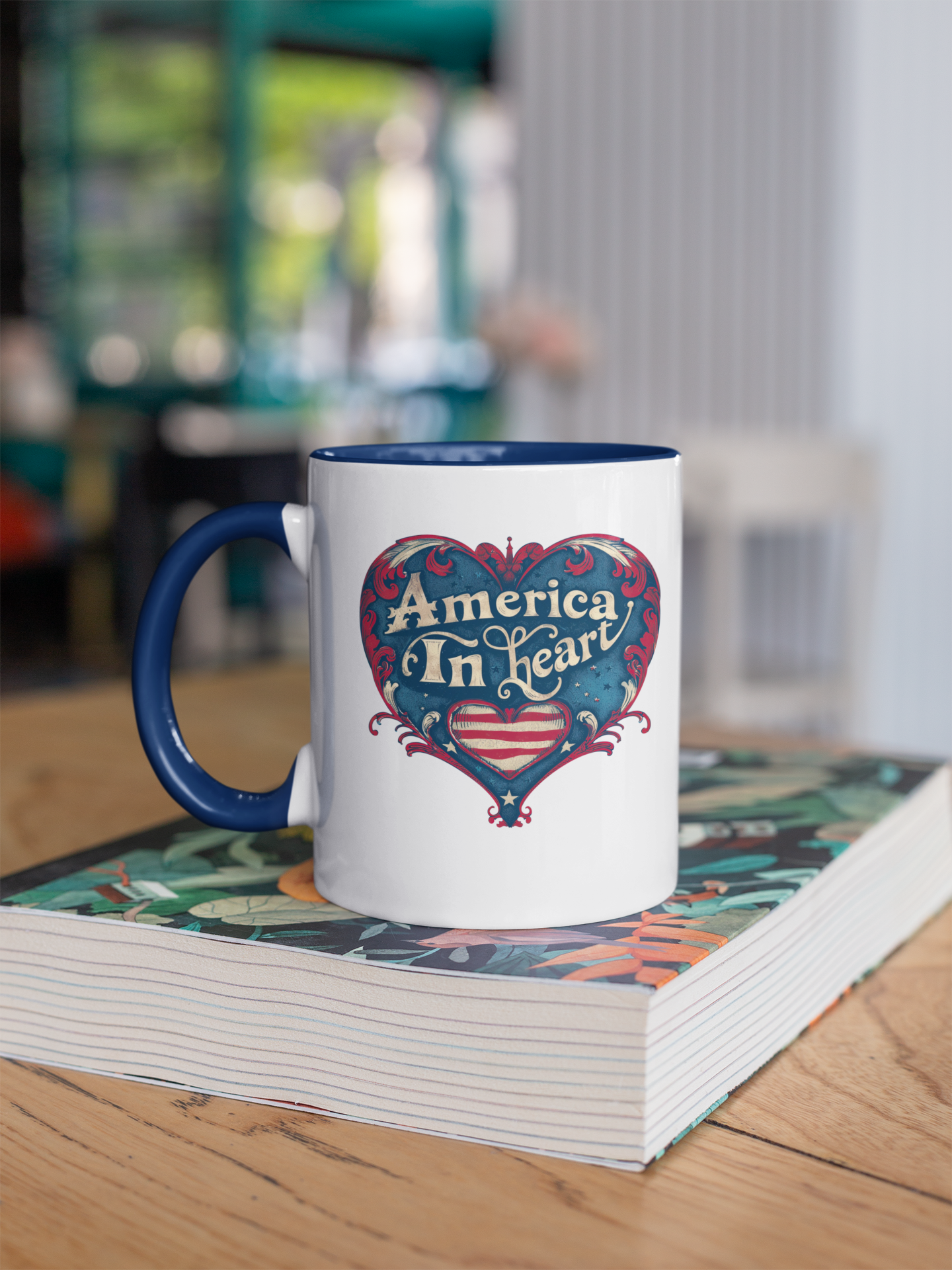 America In Heart Mug – Patriotic Coffee Cup for Veterans, July 4th, & Freedom-Loving Americans