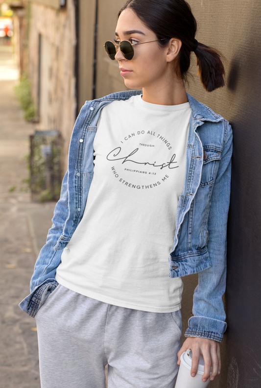 I Can Do All Things Through Christ Unisex T-Shirt Philippians 4 13 Bible Verse Christian Faith Tee