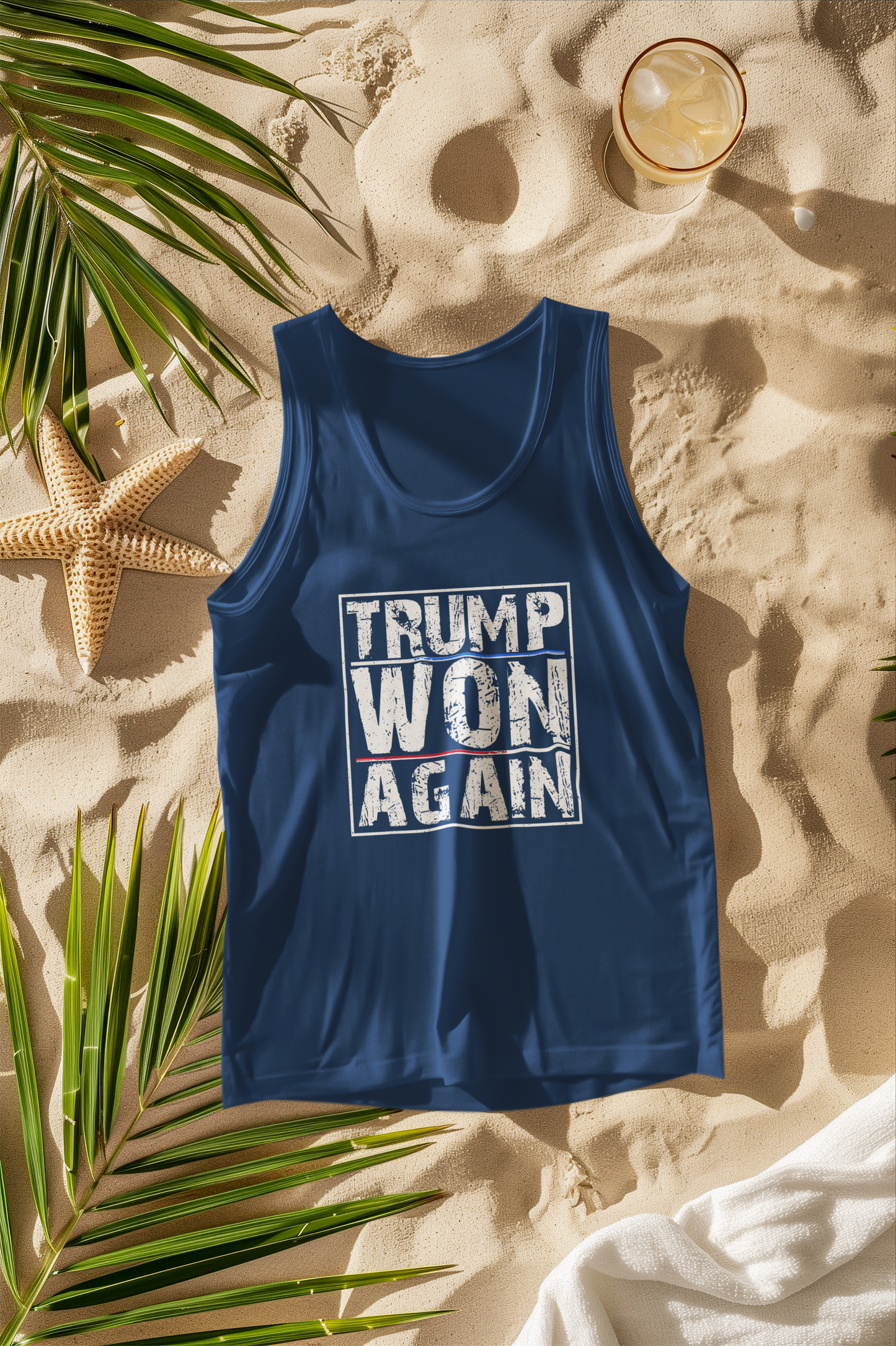 Trump Won Again Unisex Jersey Tank Patriotic Conservative Sleeveless Shirt 2024 Election Victory Apparel
